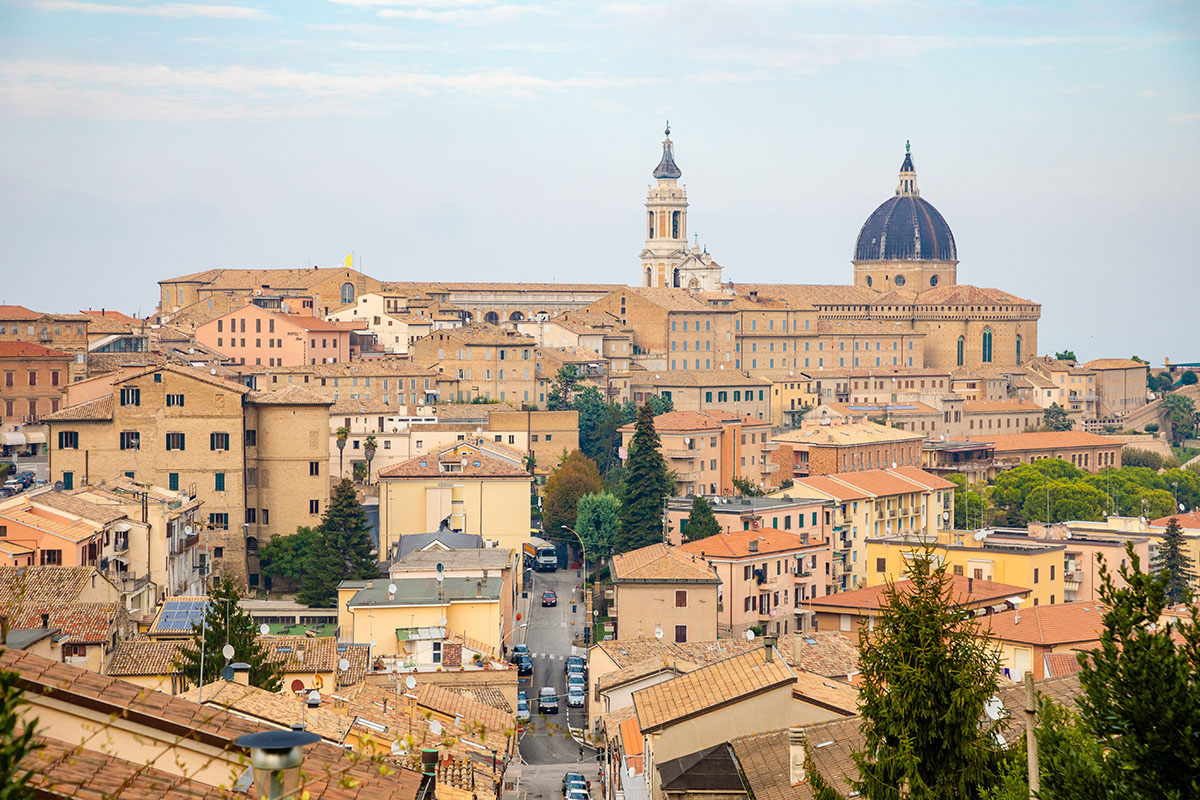 loreto city of madonna basilica with the house of nazareth marche, Italy